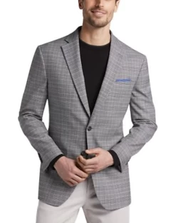 Men Clothing Shop 32 Awearness Kenneth Cole Gray Plaid Slim Fit Sport Coat