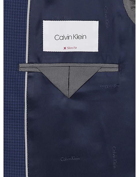 Calvin Klein Slim Fit Wool Sport Coat, Blue Mini Houndstooth 5 Calvin Klein Slim Fit Wool Sport Coat, Blue Mini Houndstooth - Image 3