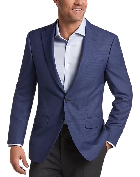 Calvin Klein Slim Fit Wool Sport Coat, Blue Mini Houndstooth 3 Calvin Klein Slim Fit Wool Sport Coat, Blue Mini Houndstooth