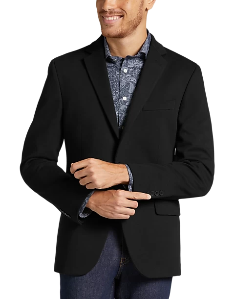 Michael Strahan Classic Fit Knit Sport Coat, Black Solid 3 Michael Strahan Classic Fit Knit Sport Coat, Black Solid