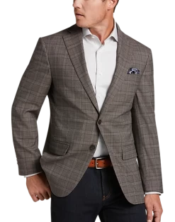Awearness Kenneth Cole Modern Fit Sport Coat, Tan Plaid
