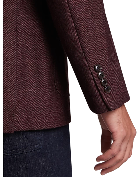 Calvin Klein X-Fit Slim Fit Sport Coat, Burgundy Herringbone 4 Calvin Klein X-Fit Slim Fit Sport Coat, Burgundy Herringbone - Image 2
