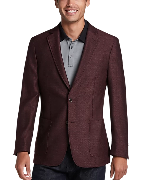 Calvin Klein X-Fit Slim Fit Sport Coat, Burgundy Herringbone 3 Calvin Klein X-Fit Slim Fit Sport Coat, Burgundy Herringbone