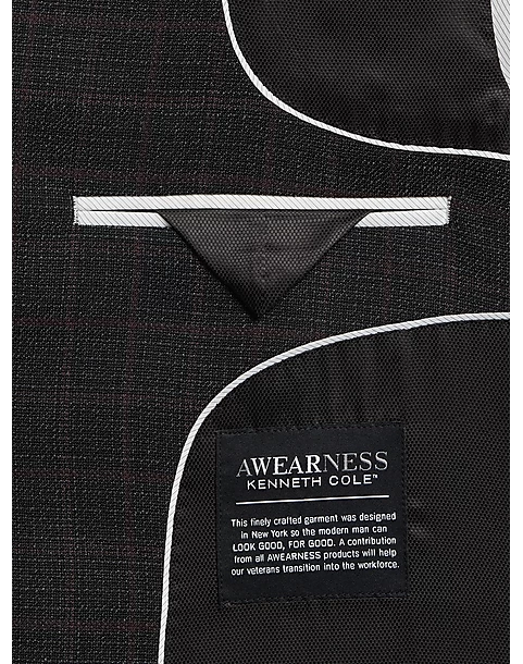 Awearness Kenneth Cole Modern Fit Sport Coat, Black Plaid 5 Awearness Kenneth Cole Modern Fit Sport Coat, Black Plaid - Image 3
