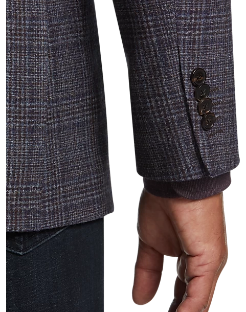 Joseph Abboud Slim Fit Sport Coat, Blue And Plum Plaid 4 Joseph Abboud Slim Fit Sport Coat, Blue And Plum Plaid - Image 2