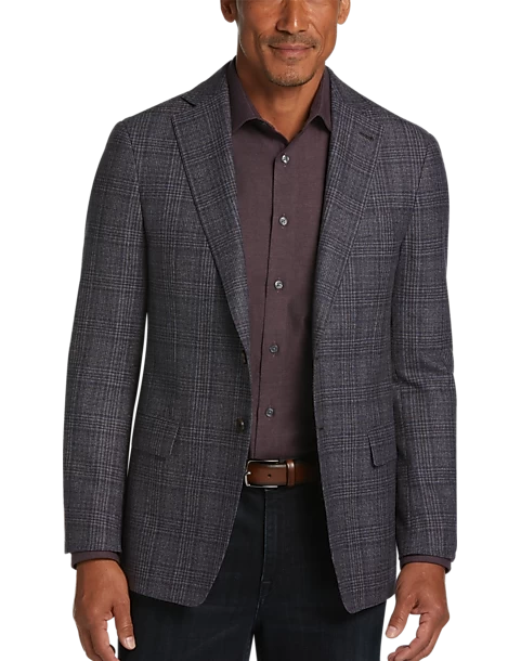 Joseph Abboud Slim Fit Sport Coat, Blue And Plum Plaid 3 Joseph Abboud Slim Fit Sport Coat, Blue And Plum Plaid