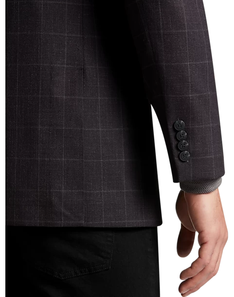 Awearness Kenneth Cole Modern Fit Sport Coat, Wine Windowpane 4 Awearness Kenneth Cole Modern Fit Sport Coat, Wine Windowpane - Image 2