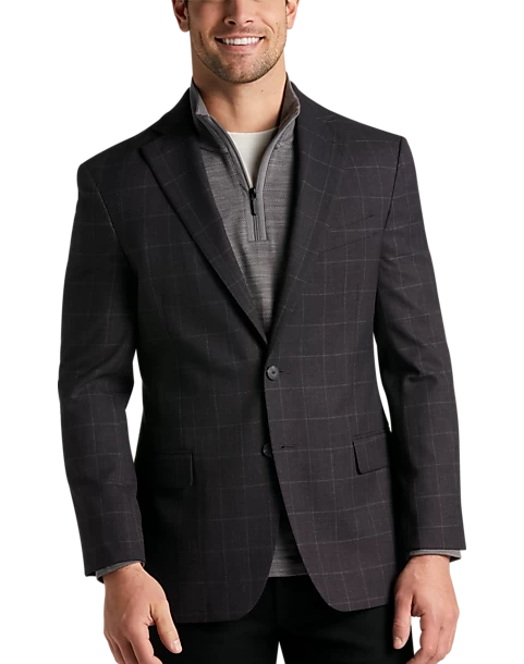 Awearness Kenneth Cole Modern Fit Sport Coat, Wine Windowpane 3 Awearness Kenneth Cole Modern Fit Sport Coat, Wine Windowpane
