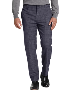 Michael Strahan Dress Pant, Navy Plaid