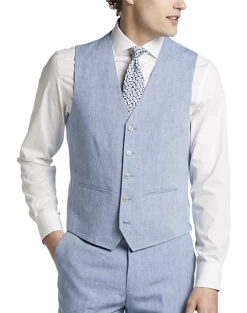 JOE Joseph Abboud Linen Slim Fit Suit Separates Vest, Light Blue