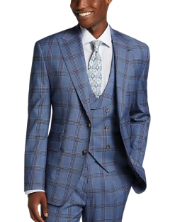 Tayion Classic Fit Suit Separates Coat, Navy & Rust Plaid -Men Clothing Shop MW40 3W8P 61 TAYION NAVY RUST PLAID ALT4
