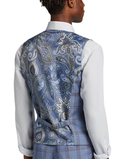 Tayion Classic Fit Suit Separates Double Breasted Vest, Navy & Rust Plaid -Men Clothing Shop MW40 3W8V 61 TAYION NAVY RUST PLAID ALT1