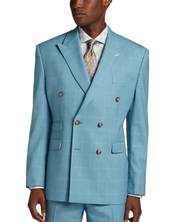 Tayion Classic Fit Suit Separates Coat, Light Blue & Cream Windowpane