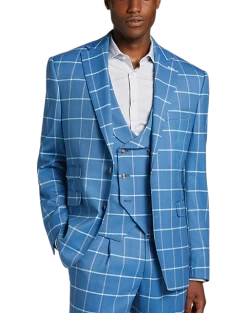 Tayion Classic Fit Suit Separates Coat, Blue & Cream Windowpane -Men Clothing Shop MW40 3W98 67 TAYION BLUE CREAM WINDOWPANE ALT4