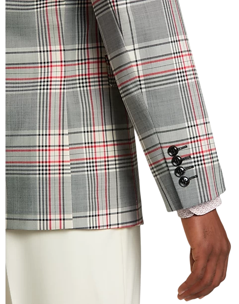 Tayion Classic Fit Suit Separates Coat, White Plaid 4 Tayion Classic Fit Suit Separates Coat, White Plaid - Image 2