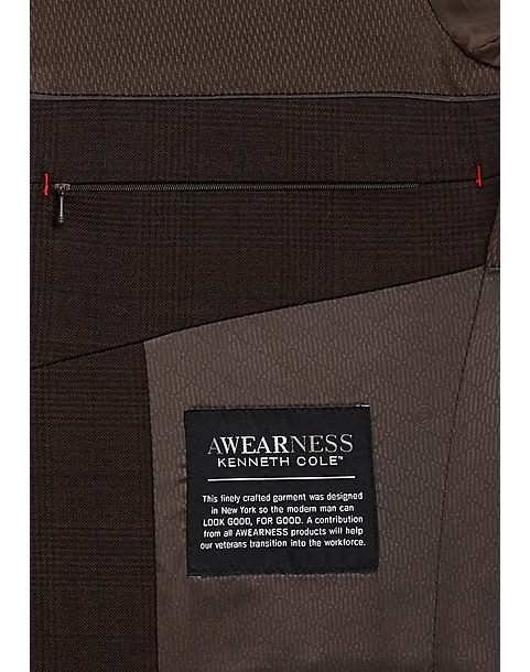 Awearness Kenneth Cole Slim Fit Suit, Brown Plaid 6 Awearness Kenneth Cole Slim Fit Suit, Brown Plaid - Image 4