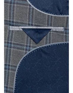 Egara Skinny Fit Suit Separates Coat, Gray Plaid -Men Clothing Shop MW40 3X20 64 EGARA GRAY PLAID ALT2