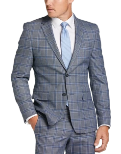 Egara Skinny Fit Suit Separates Coat, Gray Plaid