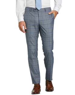 Egara Suit Separates Skinny Fit Dress Pants, Gray Plaid
