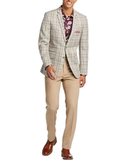 Paisley & Gray Slim Fit Suit Separates Coat, Brown Check -Men Clothing Shop MW40 3X34 64 PAISLEY GRAY BROWN CHECK ALT5