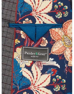 Paisley & Gray Slim Fit Suit Separates Coat, Red Check -Men Clothing Shop MW40 3X46 66 PAISLEY GRAY CHARCOAL RED CHECK ALT3