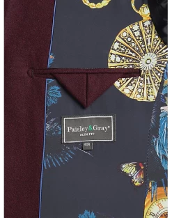 Paisley & Gray Slim Fit Suit Separates Coat, Deep Wine 10 Paisley & Gray Slim Fit Suit Separates Coat, Deep Wine -Men Clothing Shop MW40 3X4A 07 PAISLEY GRAY DEEP WINE ALT3