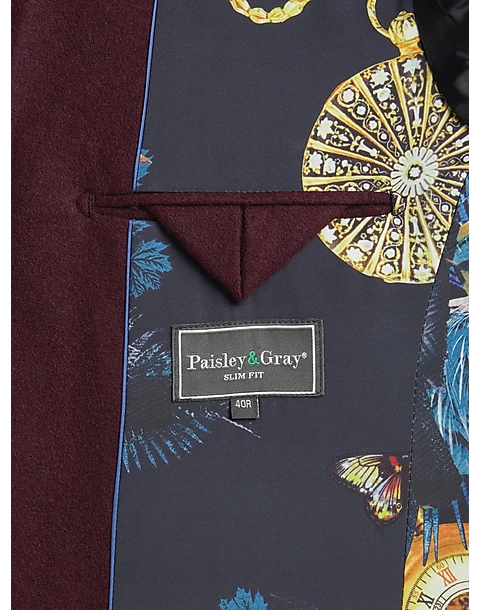 Paisley & Gray Slim Fit Suit Separates Coat, Deep Wine 5 Paisley & Gray Slim Fit Suit Separates Coat, Deep Wine - Image 3