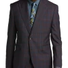 Tayion Classic Fit Suit Separates Coat, Burgundy Plaid -Men Clothing Shop MW40 3X65 60 TAYION BURGUNDY PLAID MAIN