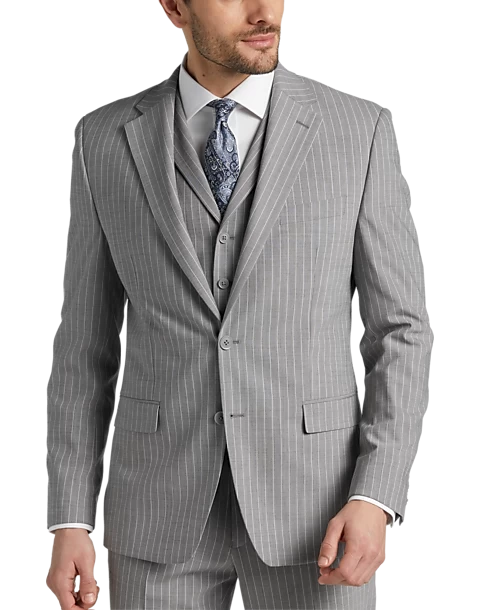 Michael Strahan Classic Fit Suit Gray Stripe 9 Michael Strahan Classic Fit Suit Gray Stripe - Image 7