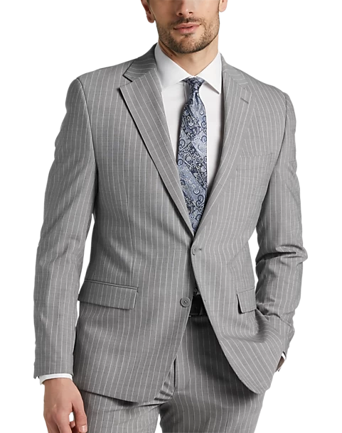 Michael Strahan Classic Fit Suit Gray Stripe 3 Michael Strahan Classic Fit Suit Gray Stripe