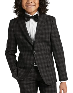 Kenneth Cole Reaction Boy's Suit, Black Plaid
