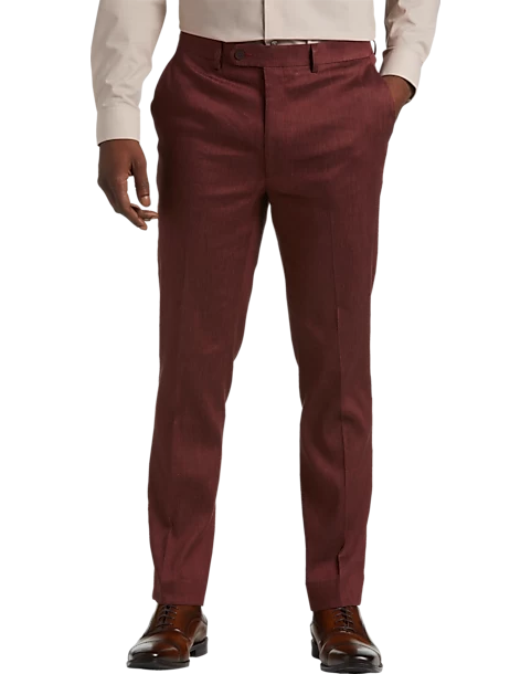 Calvin Klein X-Fit Slim Fit Linen Blend Suit Separates Pants, Brick 3 Calvin Klein X-Fit Slim Fit Linen Blend Suit Separates Pants, Brick