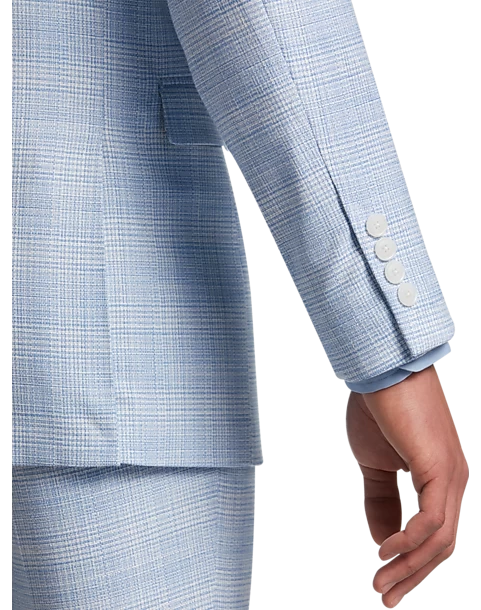 Egara Skinny Fit Suit Separates Coat, Light Blue Plaid 4 Egara Skinny Fit Suit Separates Coat, Light Blue Plaid - Image 2
