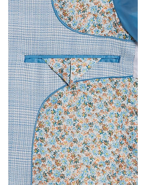 Egara Skinny Fit Suit Separates Coat, Light Blue Plaid 5 Egara Skinny Fit Suit Separates Coat, Light Blue Plaid - Image 3