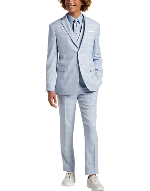 Egara Skinny Fit Suit Separates Coat, Light Blue Plaid 7 Egara Skinny Fit Suit Separates Coat, Light Blue Plaid - Image 5