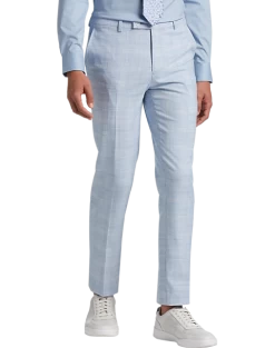 Egara Skinny Fit Suit Separates Pants, Sky Blue Plaid