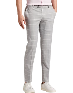 Egara Skinny Fit Suit Separates Pants, Gray & Pink Plaid