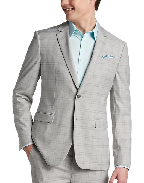 Egara Skinny Fit Suit Separates Coat, Orange & Gray Windowpane 3 Egara Skinny Fit Suit Separates Coat, Orange & Gray Windowpane