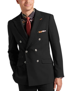 Paisley & Gray Slim Fit Double Breasted Suit Separates Coat, Jet Black