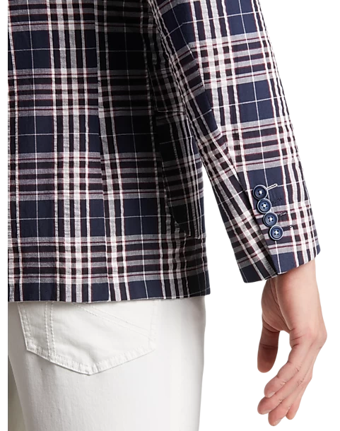 Paisley & Gray Slim Fit Suit Separates Coat, Navy Seersucker Plaid 4 Paisley & Gray Slim Fit Suit Separates Coat, Navy Seersucker Plaid - Image 2