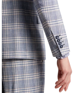Paisley & Gray Slim Fit Suit Separates, Blue & Beige Check -Men Clothing Shop MW40 3XKR 67 PAISLEY GRAY BLUE BEIGE CHECK ALT2