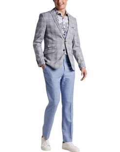 Paisley & Gray Slim Fit Suit Separates, Blue & Beige Check -Men Clothing Shop MW40 3XKR 67 PAISLEY GRAY BLUE BEIGE CHECK ALT5