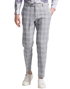 Paisley & Gray Slim Fit Suit Separates Pants, Blue & Beige Check