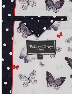 Paisley & Gray Slim Fit Suit Separates Coat, Navy With White Polka Dots -Men Clothing Shop MW40 3XLU 27 PAISLEY GRAY NAVY WHITE POKA DOTS ALT3