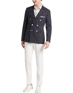 Paisley & Gray Slim Fit Suit Separates Coat, Navy With White Polka Dots -Men Clothing Shop MW40 3XLU 27 PAISLEY GRAY NAVY WHITE POKA DOTS ALT5