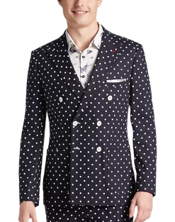 Paisley & Gray Slim Fit Suit Separates Coat, Navy With White Polka Dots