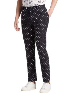 Paisley & Gray Slim Fit Suit Separates Pants, Navy With White Polka Dots