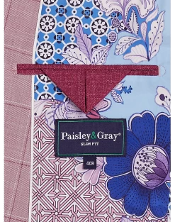 Paisley & Gray Slim Fit Suit Separates Coat, Cranberry Windowpane 11 Paisley & Gray Slim Fit Suit Separates Coat, Cranberry Windowpane -Men Clothing Shop MW40 3XLY 60 PAISLEY GRAY CRANBERRY WINDORPANE ALT3