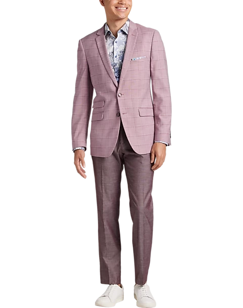 Paisley & Gray Slim Fit Suit Separates Coat, Cranberry Windowpane 8 Paisley & Gray Slim Fit Suit Separates Coat, Cranberry Windowpane - Image 6
