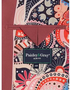 Paisley & Gray Slim Fit Suit Separates Coat, Dark Pink -Men Clothing Shop MW40 3XM2 07 PAISLEY GRAY DARK PINK KNIT ALT3